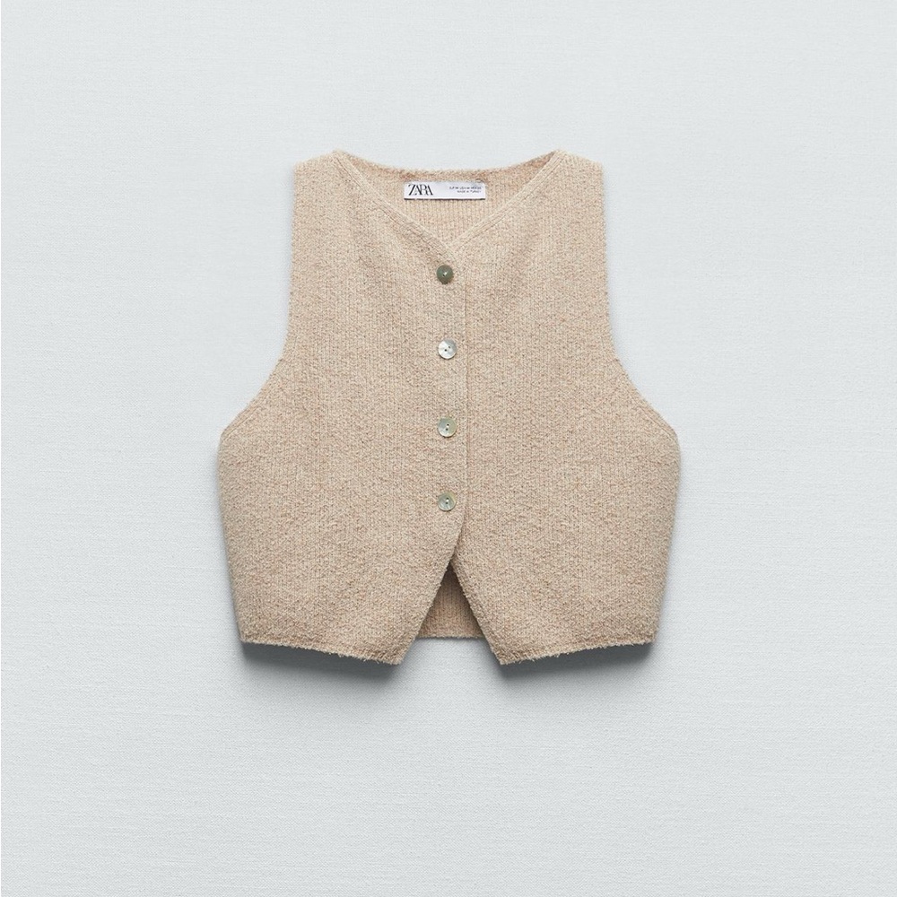 NWT ZARA BUTTONED KNIT CROP TOP
